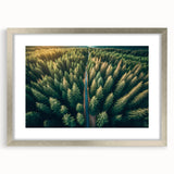 Framed wall art collection showcasing serene landscapes with trees, featuring a silver mat and sleek front view, perfect for enhancing modern home decor.