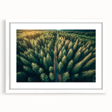 Framed landscape wall art featuring elegant tree designs, presented in a white mat and frame, ideal for home decor and nature-inspired aesthetics.