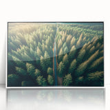 Framed wall art collection showcasing a serene landscape with trees, featuring a white frame and acrylic front view, perfect for home decor and nature enthusiasts.