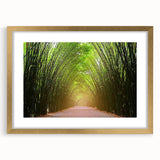 Framed landscape wall art featuring a collection of tree designs in muted colors, elegantly matting with a gold frame, perfect for home decor enhancement.