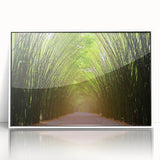 Framed acrylic wall art showcasing a serene landscape with trees, designed for home decor. The artwork features a white frame and vibrant colors, perfect for enhancing interior spaces.