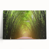 Stretched canvas showcasing a vibrant landscape with trees, designed for wall art decoration, featuring rich greens and earthy tones, perfect for home decor.