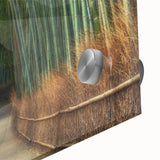 Close-up of a vibrant acrylic wall art piece featuring a serene landscape with lush green trees and a tranquil sky, perfect for enhancing home decor. The artwork showcases rich colors and intricate details, making it an eye-catching addition to any room.