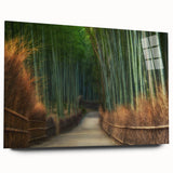 Side view of a modern acrylic glass wall art piece showcasing a vibrant landscape design with lush trees, ideal for home decor, enhancing any interior space.