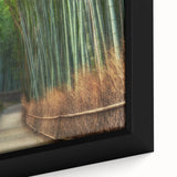 Framed canvas wall art showcasing a vibrant landscape with lush green trees and a serene atmosphere, perfect for enhancing home decor and bringing nature indoors.