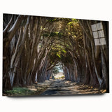 Acrylic wall art featuring a vibrant landscape design with trees, showcased in a side view without pins, highlighting its modern and elegant aesthetic. Ideal for enhancing contemporary home decor.