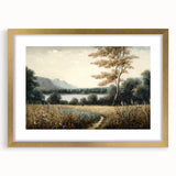 Framed wall art collection featuring a gold mat and landscape tree design, showcasing vibrant colors and intricate details, perfect for home decor enhancement.