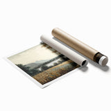 Vibrant rolled print of a serene landscape featuring lush green trees and a tranquil sky, perfect for home decor. Ideal for nature lovers seeking a calming ambiance.