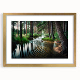 Framed wall art collection featuring a landscape design with trees, elegantly presented with a gold mat and frame, enhancing any home decor style.