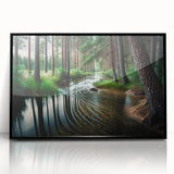 Framed wall art collection showcasing a serene landscape design with trees, featuring a black frame and acrylic glass for a modern aesthetic, ideal for home decor.