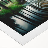 Vibrant rolled canvas wall art showcasing a serene landscape with lush green trees and a dramatic sky, ideal for adding a nature-inspired touch to home decor.