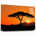 Acrylic wall art collection showcasing a vibrant landscape design featuring colorful trees, displayed in a sleek side view with pins for easy mounting.