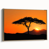 Framed canvas wall art featuring a serene landscape with lush green trees and a golden frame, enhancing any interior decor with elegance and nature-inspired beauty.