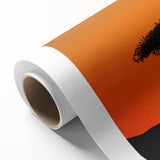 Rolled canvas showcasing a vibrant, abstract tree landscape design in rich greens and browns, perfect for modern home decor, packaged securely in a protective tube.