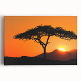 Stretched canvas artwork showcasing a serene landscape with lush green trees and a vibrant blue sky, perfect for home decor and nature-themed spaces.