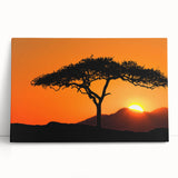 Stretched canvas showcasing a serene landscape design with vibrant green trees and a calming blue sky, ideal for enhancing home decor or office spaces.