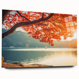 Acrylic wall art collection featuring a vibrant landscape design with lush green trees, displayed in side view without pins, ideal for modern home decor.