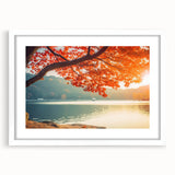 Framed wall art collection showcasing a serene landscape with trees, featuring a white mat and sleek frame, perfect for enhancing home decor aesthetics.