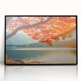 Framed acrylic wall art showcasing a stunning landscape with vibrant green trees, set against a black frame, designed to enhance modern home decor aesthetics.