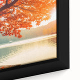 Framed canvas wall art featuring a vibrant landscape design with stylized trees, showcasing rich colors and intricate details, perfect for home decor.