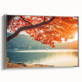 Framed wall art featuring a serene landscape with lush green trees, set in a modern silver frame, perfect for adding tranquility to any room's decor.