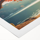Rolled canvas showcasing a vibrant landscape design with lush green trees and a serene sky, ideal for home decor. Packaged securely in a protective cardboard tube.