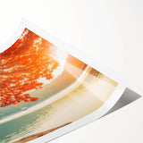 Rolled canvas print showcasing a serene landscape of lush green trees against a bright blue sky, ideal for home decor and nature-inspired art collections.