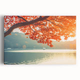 Stretched canvas wall art showcasing a serene landscape design with vibrant green trees and a calming blue sky, perfect for home decor and adding nature-inspired elegance to any space.