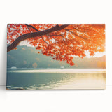 Stretched canvas artwork showcasing a serene landscape with vibrant green trees and a tranquil sky, perfect for enhancing home decor with nature-inspired aesthetics.