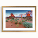 Framed wall art collection showcasing a serene valley landscape design with a gold mat and frame, ideal for enhancing home decor and adding elegance.