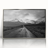 Framed acrylic wall art depicting a serene valley landscape in silver tones, showcasing intricate details and modern design, perfect for home decor enhancement.