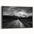 Framed wall art showcasing a stunning valley landscape design on canvas with a black frame, ideal for enhancing home decor and creating a serene ambiance.
