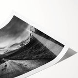 Vibrant rolled print of a serene valley landscape featuring lush greenery and rolling hills, ideal for home decor, packaged carefully for safe delivery.