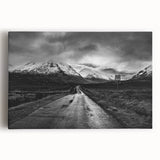 Stretched canvas wall art showcasing a serene valley landscape design, featuring vibrant green hills and a clear blue sky, ideal for home decor.