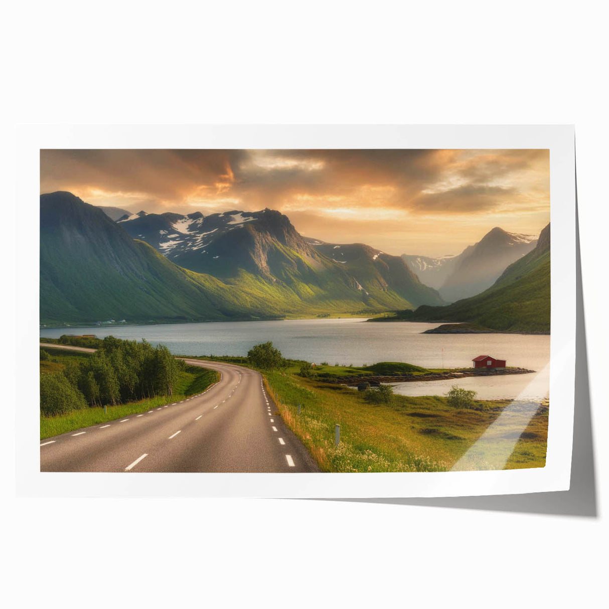 Vibrant rolled print showcasing a stunning valley landscape with rich colors and intricate details, perfect for enhancing home decor or office spaces.