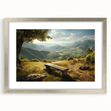 Framed landscape wall art collection featuring serene valley design with a silver mat and frame, ideal for enhancing home decor with a calming aesthetic.