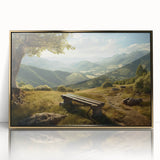 Framed wall art collection showcasing a stunning landscape valley design in rich colors, featuring a gold-accented acrylic front for elegance and depth.