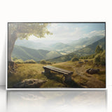 Framed acrylic wall art showcasing a stunning valley landscape design, featuring vibrant colors and intricate details, perfect for enhancing any modern decor.