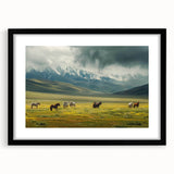 Framed wall art featuring a serene valley landscape design with a black mat, showcasing lush greenery and a tranquil atmosphere, perfect for home decor.