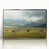 Framed acrylic wall art showcasing a serene valley landscape design with silver accents, adding a touch of elegance to home decor. Perfect for nature enthusiasts.
