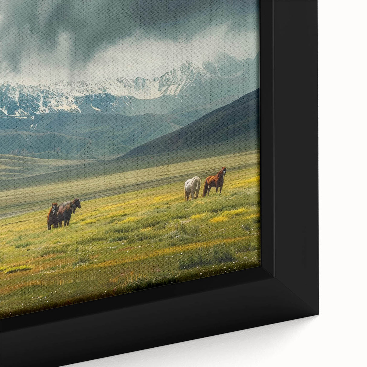 Framed canvas wall art showcasing a vibrant valley landscape design, featuring rich colors and intricate details, perfect for enhancing home decor.