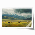 Rolled print of a serene landscape valley scene featuring soft green hills and a vibrant blue sky, perfect for home decor and wall art collections.