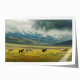 Rolled print of a serene landscape valley scene featuring soft green hills and a vibrant blue sky, perfect for home decor and wall art collections.