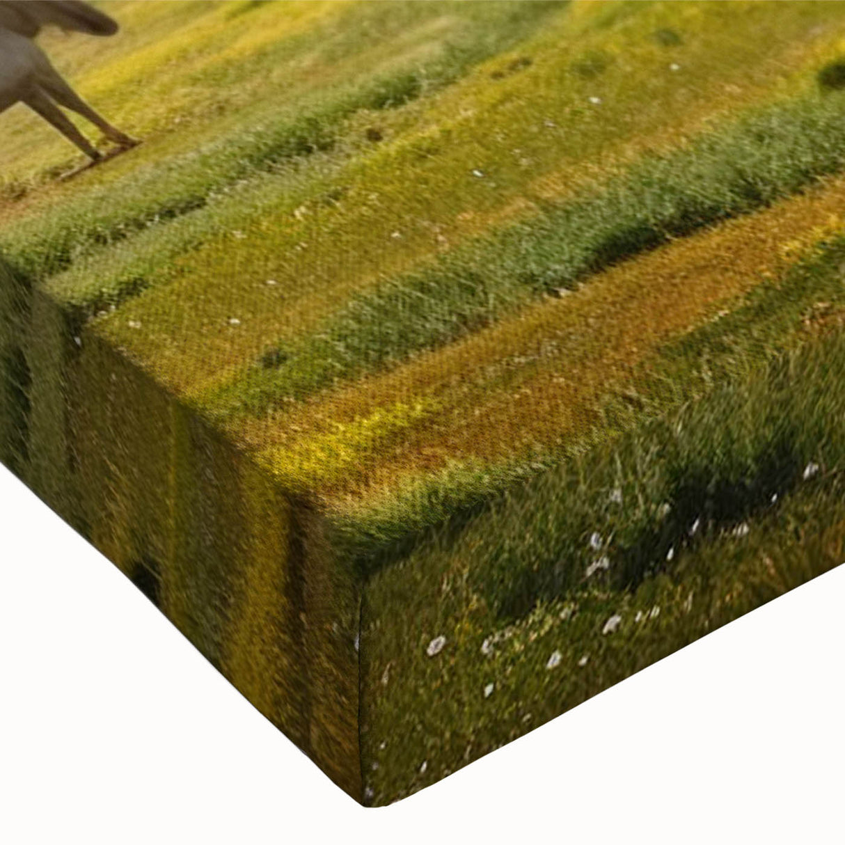 Stretched canvas wall art featuring a vibrant landscape design of a serene valley, showcasing rich colors and intricate details, perfect for enhancing home decor.