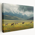 Stretched canvas wall art displaying a serene valley landscape design, featuring vibrant colors and intricate details, perfect for enhancing home decor.