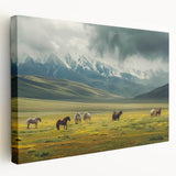Stretched canvas wall art displaying a serene valley landscape design, featuring vibrant colors and intricate details, perfect for enhancing home decor.