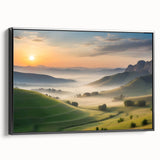Framed canvas wall art showcasing a stunning valley landscape design with rich colors, set in an elegant black frame, perfect for enhancing home decor.