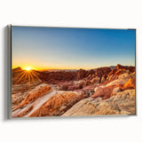 Framed wall art showcasing a serene valley landscape with vibrant colors, silver frame highlighting the artwork, ideal for home decor or office settings.