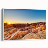 Framed canvas wall art of a serene valley landscape, showcasing vibrant greens and blues with a white frame, perfect for home decor accents.