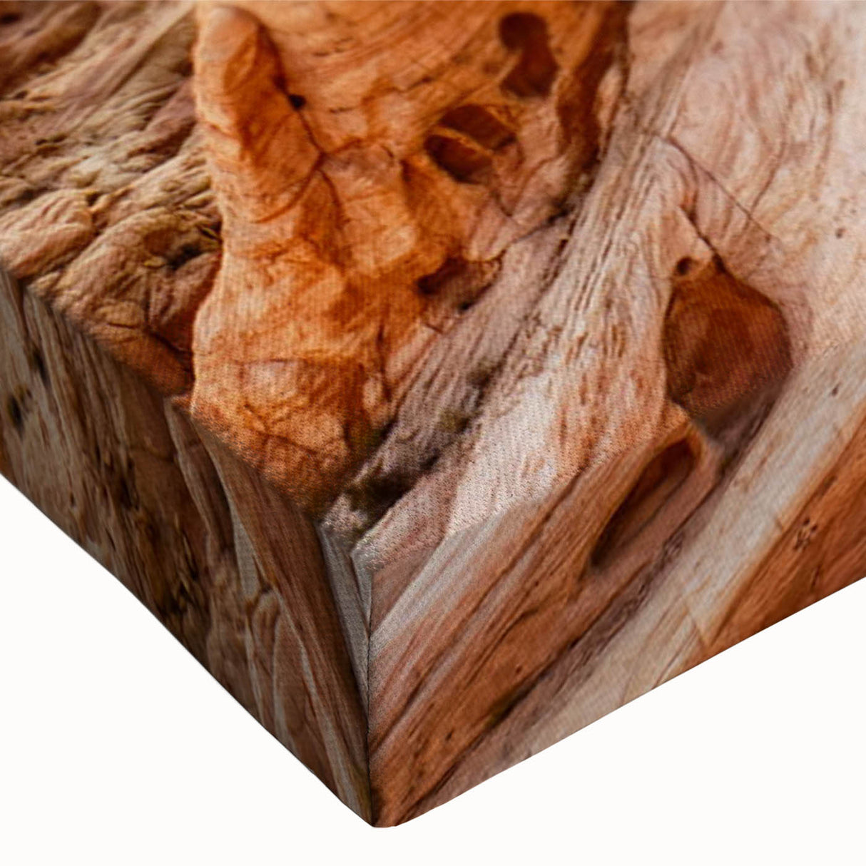 Close-up of a vibrant stretched canvas wall art piece showcasing an abstract valley landscape design, featuring rich colors and intricate textures, perfect for home decor.